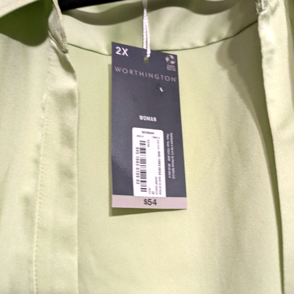 Worthington lime green silk blouse - Picture 2 of 3